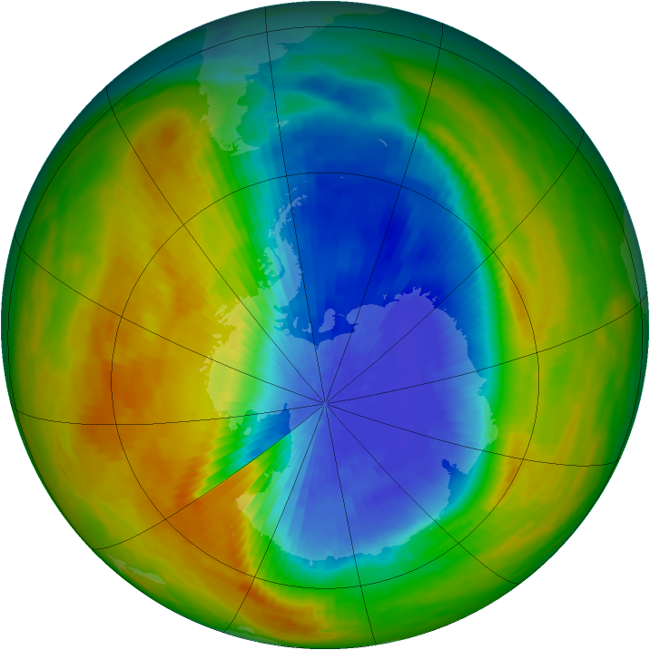 Antarctic ozone map for 15 October 1984